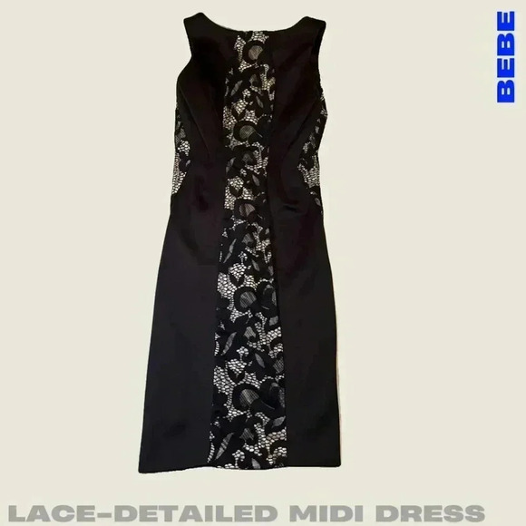 Bebe: Lace-Detailed Midi Dress - Picture 1 of 4